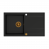 QUADRON EVAN 111 GraniteQ zlewozmywak z syfonem Push 2 Open 1-komorowy z/o (860x500x210) pure carbon / elementy miedziane HCQE8650U7PVDC1P2O